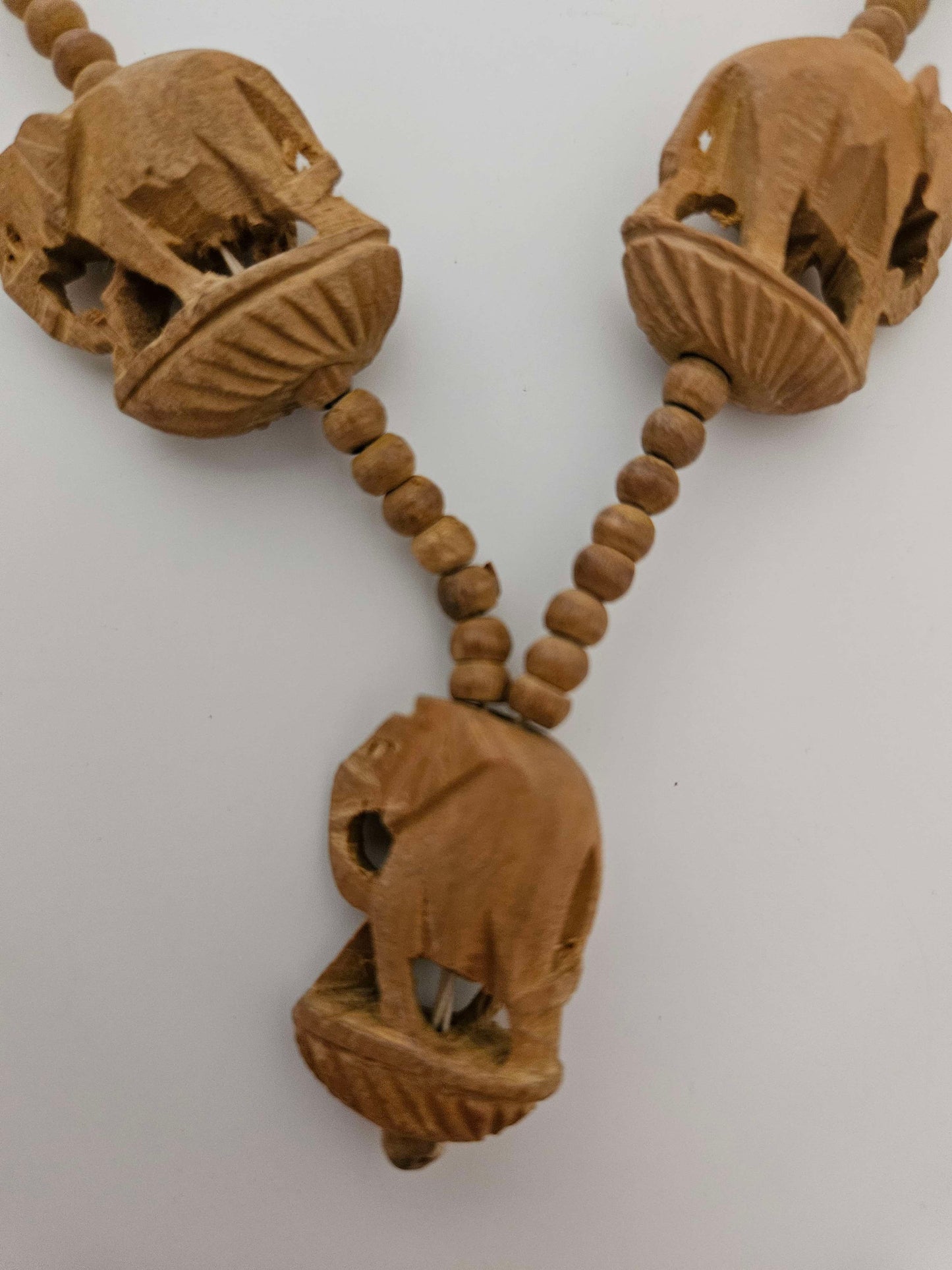 African Carved Elephant Necklace