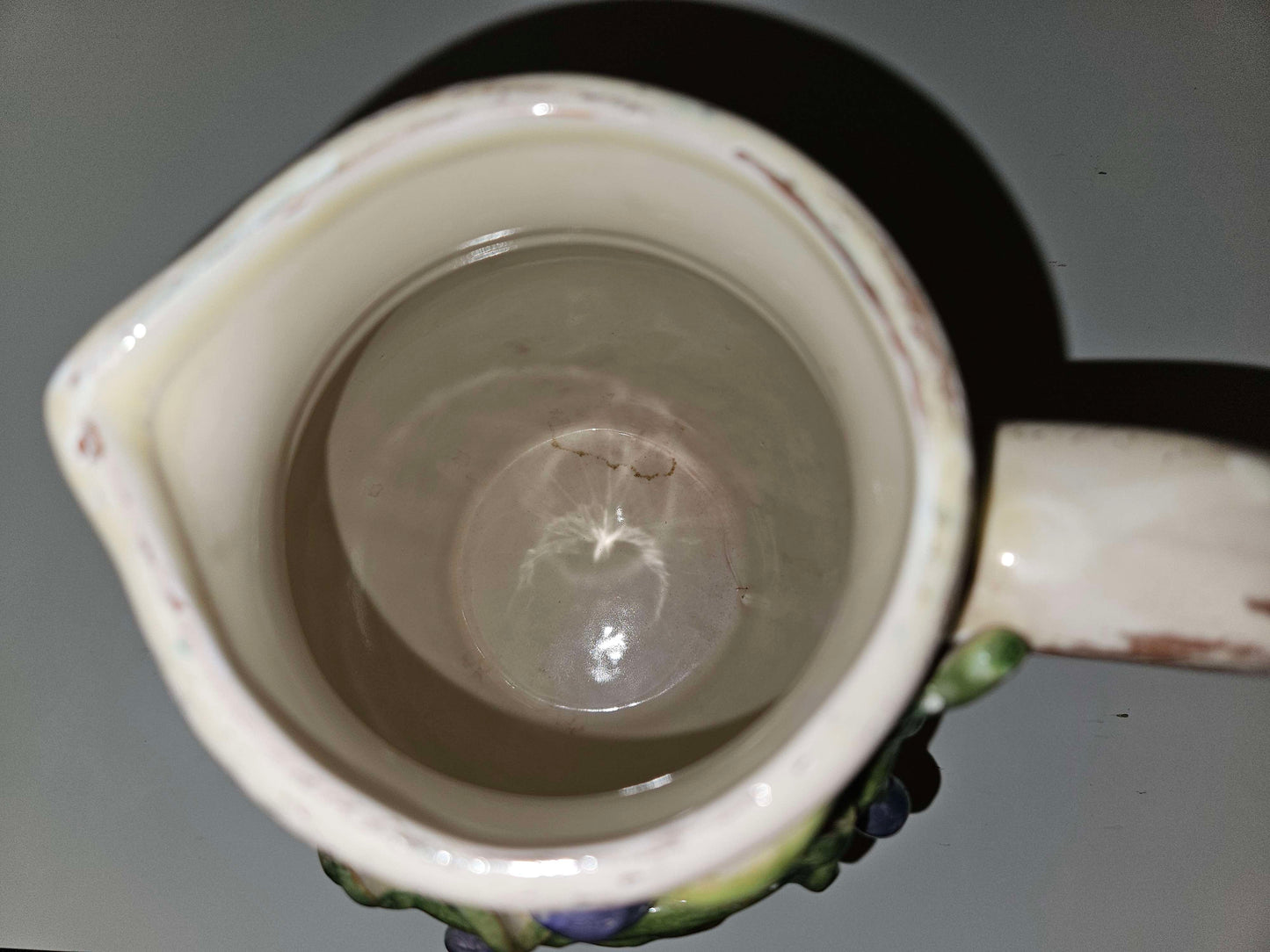 Large Ceramic Pitcher With Leaf Design