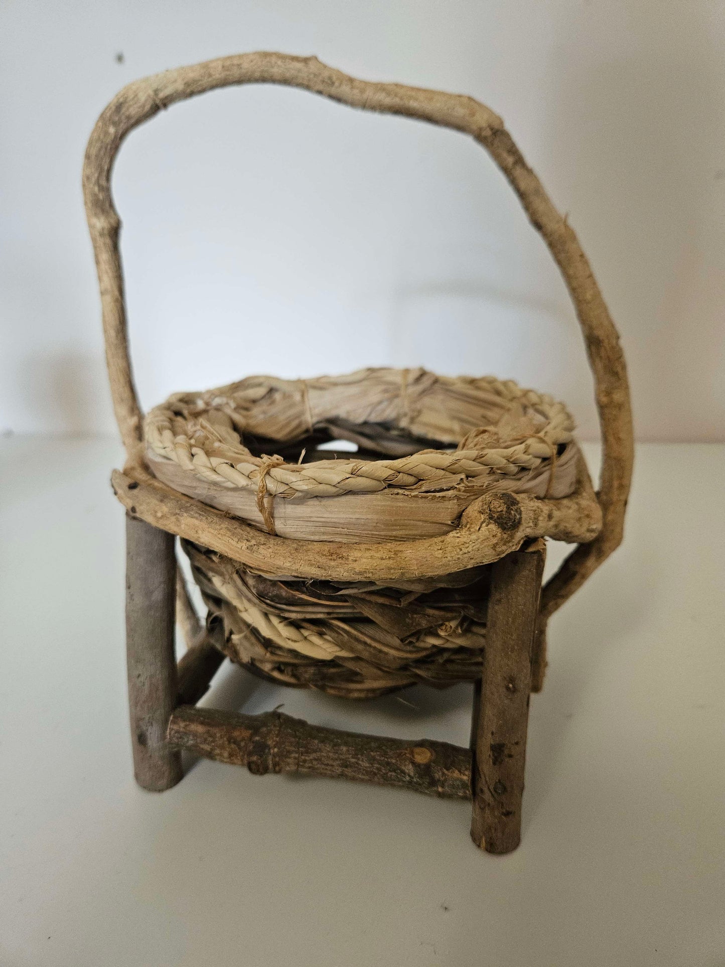 Vintage Wooven Twig Basket