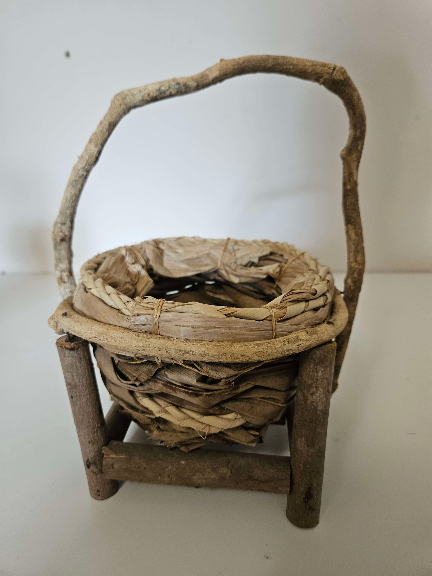 Vintage Wooven Twig Basket