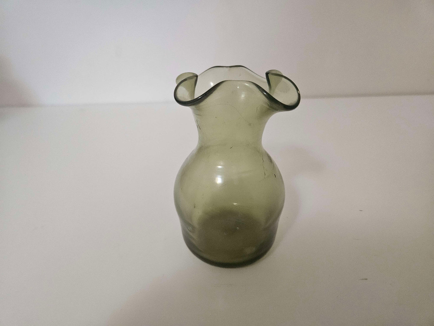 Fluted Green Glass Vase