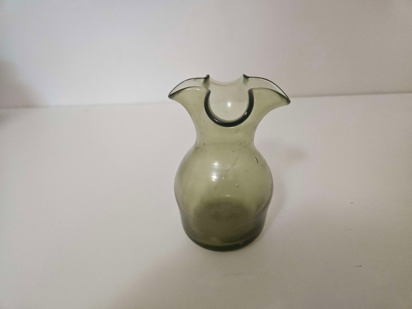 Fluted Green Glass Vase