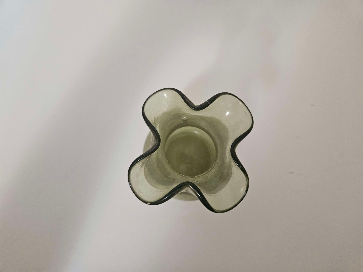 Fluted Green Glass Vase